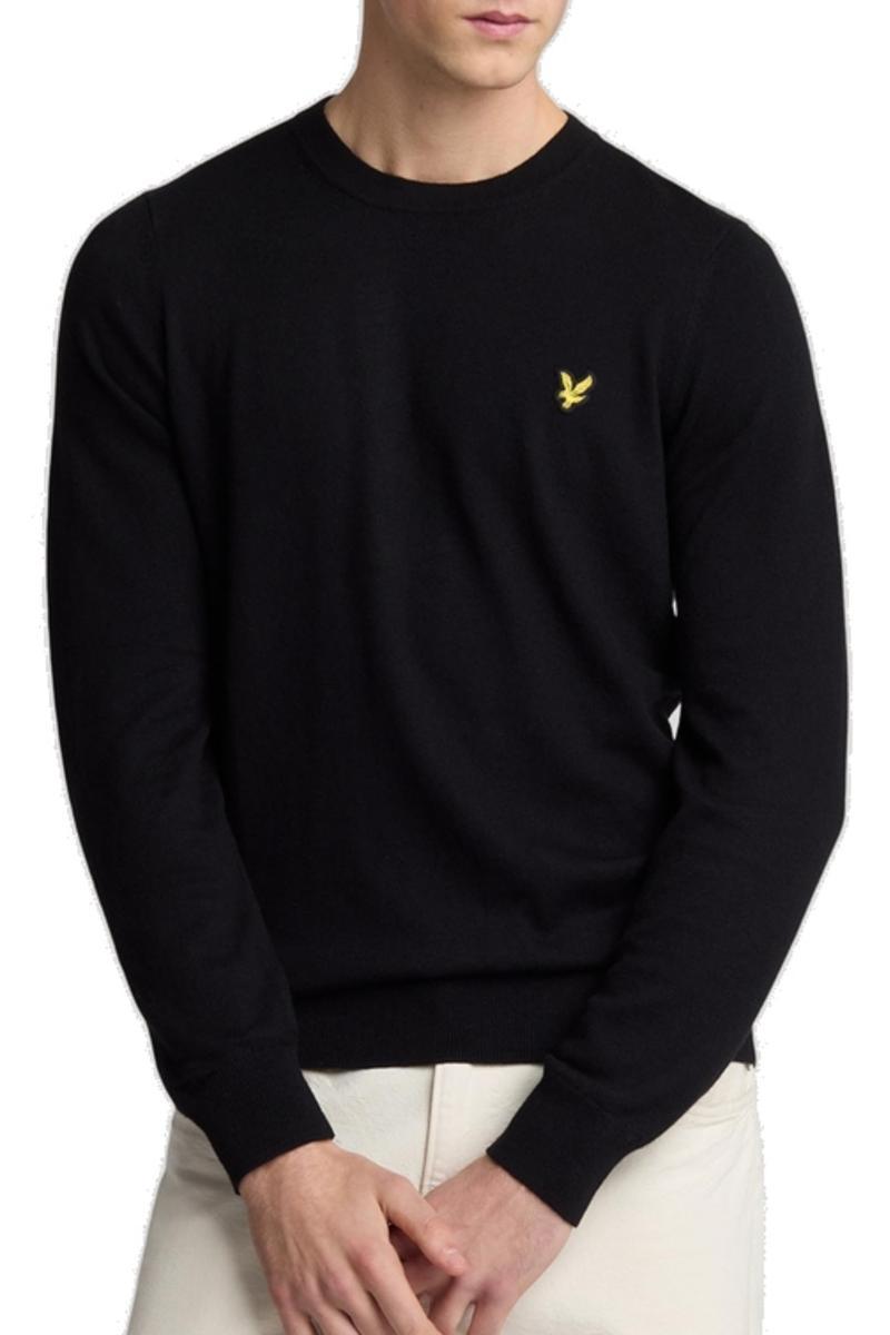 Lyle & Scott Uomo Maglia in Cotone Merino, Nero