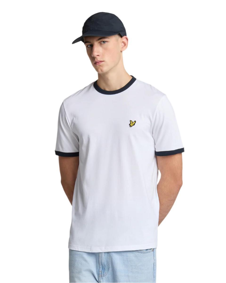 Lyle & Scott Uomo T-Shirt da Uomo, White/Dark Navy-Multicolore
