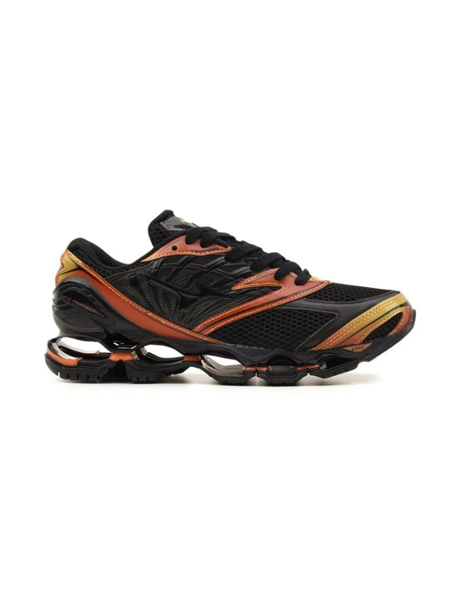 Mizuno Wave Prophecy Scarpe da Running, Nero e Arancione, Tecnologia Infinity Wave, Suola X10, Ammortizzazione U4ic-Multicolore