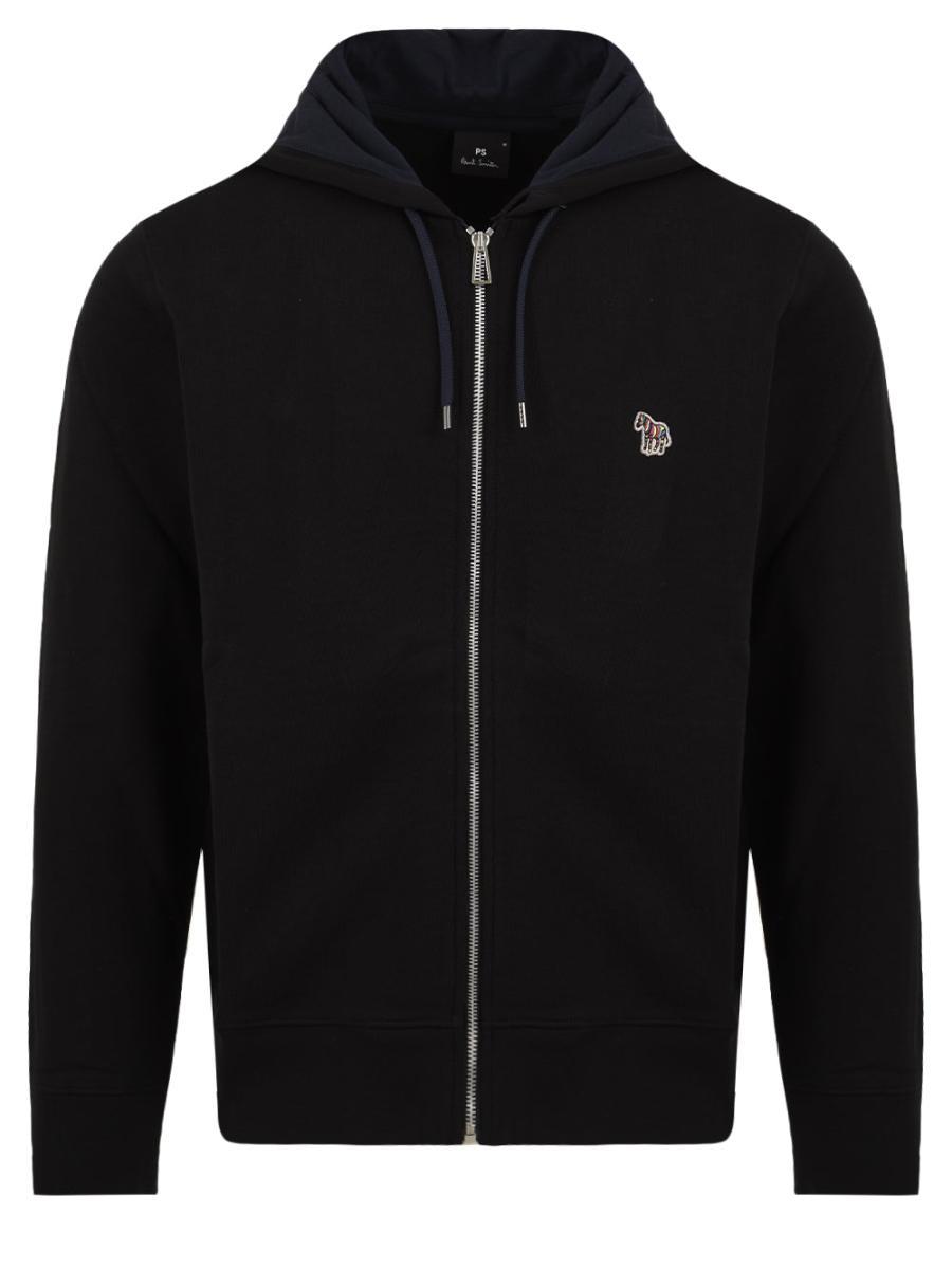 Paul Smith Felpa con cappuccio da uomo con zip e zebra-Nero
