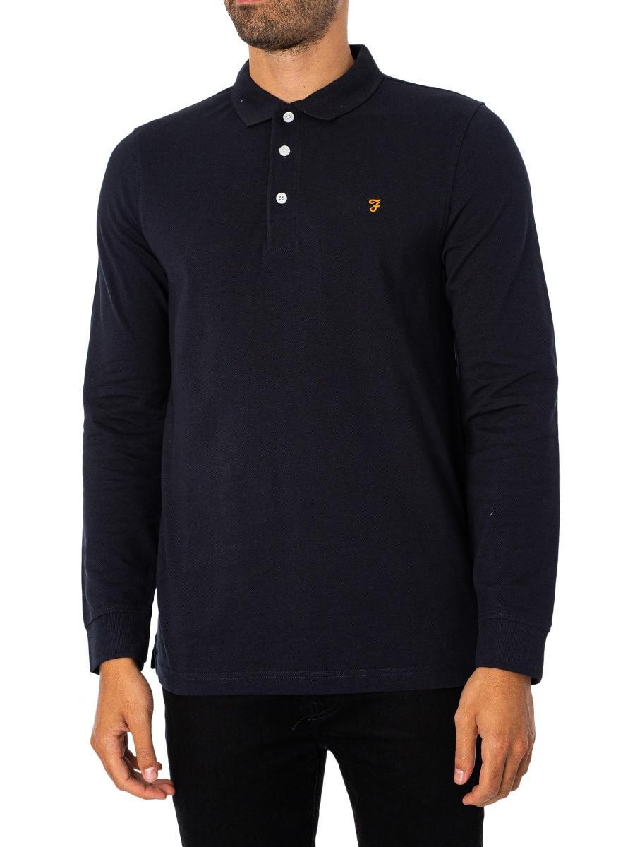 Polo Farah Blanes Long Sleeve Polo Shirt true navy