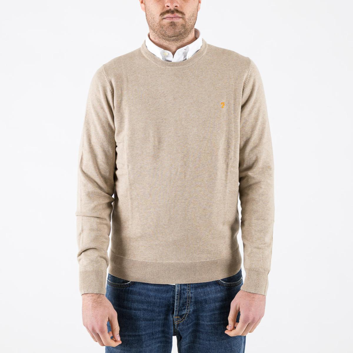 Maglie Farah Mullen Cotton Jumper hazelnut marl-Hazelnut Marl
