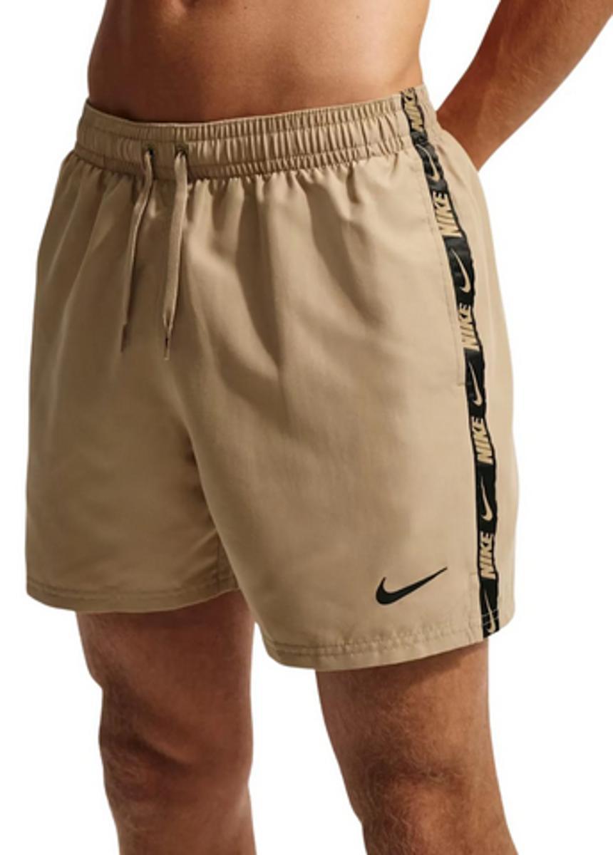 Nike Nike Swim Breaker Logo Tape 5" Volley Short White Swim Trunks Unisex - Adulto-Beige