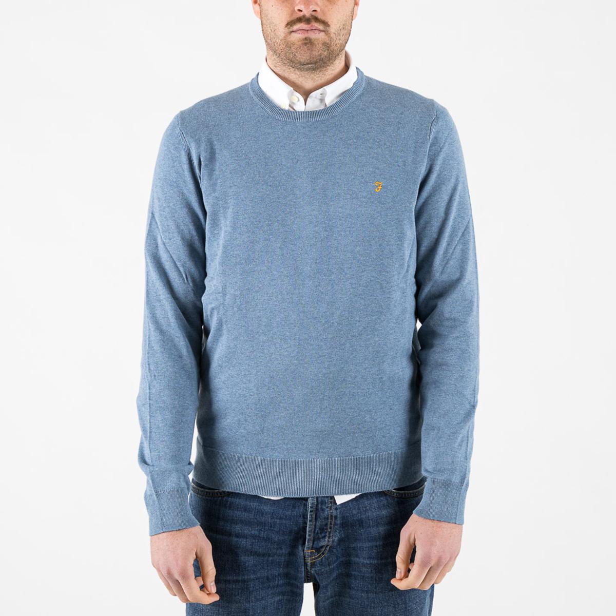 Maglie Farah Mullen Cotton Jumper blue tide marl-Blue Tide Marl