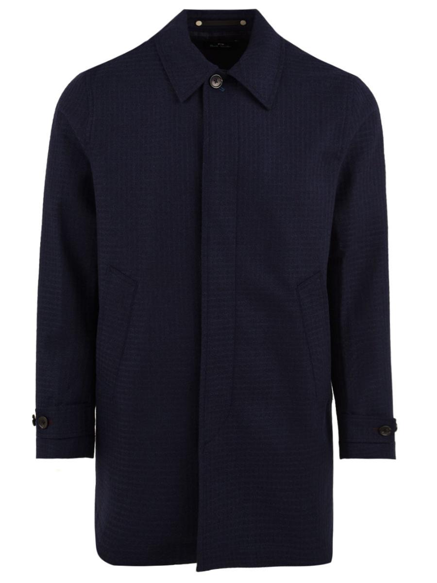 Cappotto Wool-Blend Check PAUL SMITH Uomo - Blue