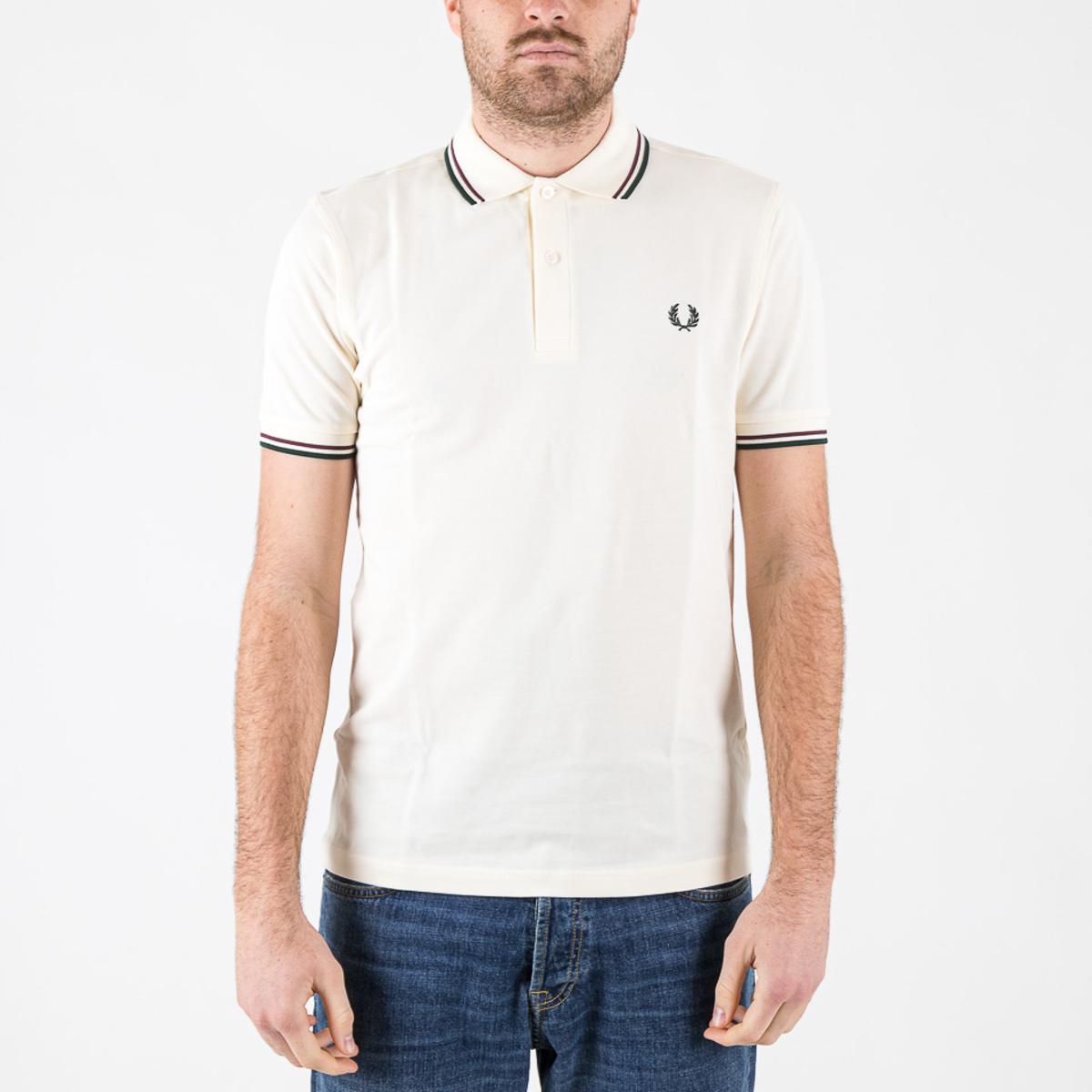 Polo Fred Perry Twin Tipped Fred Perry Polo Shirt ecru & oxblood & grassroots