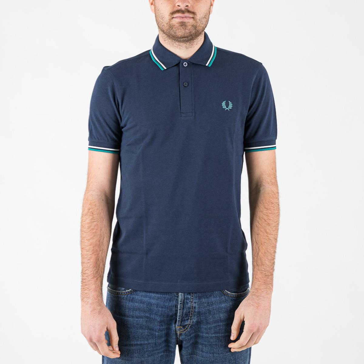 Polo Fred Perry Twin Tipped Fred Perry Polo Shirt tennis blue & snow white & deep mint-Multicolore