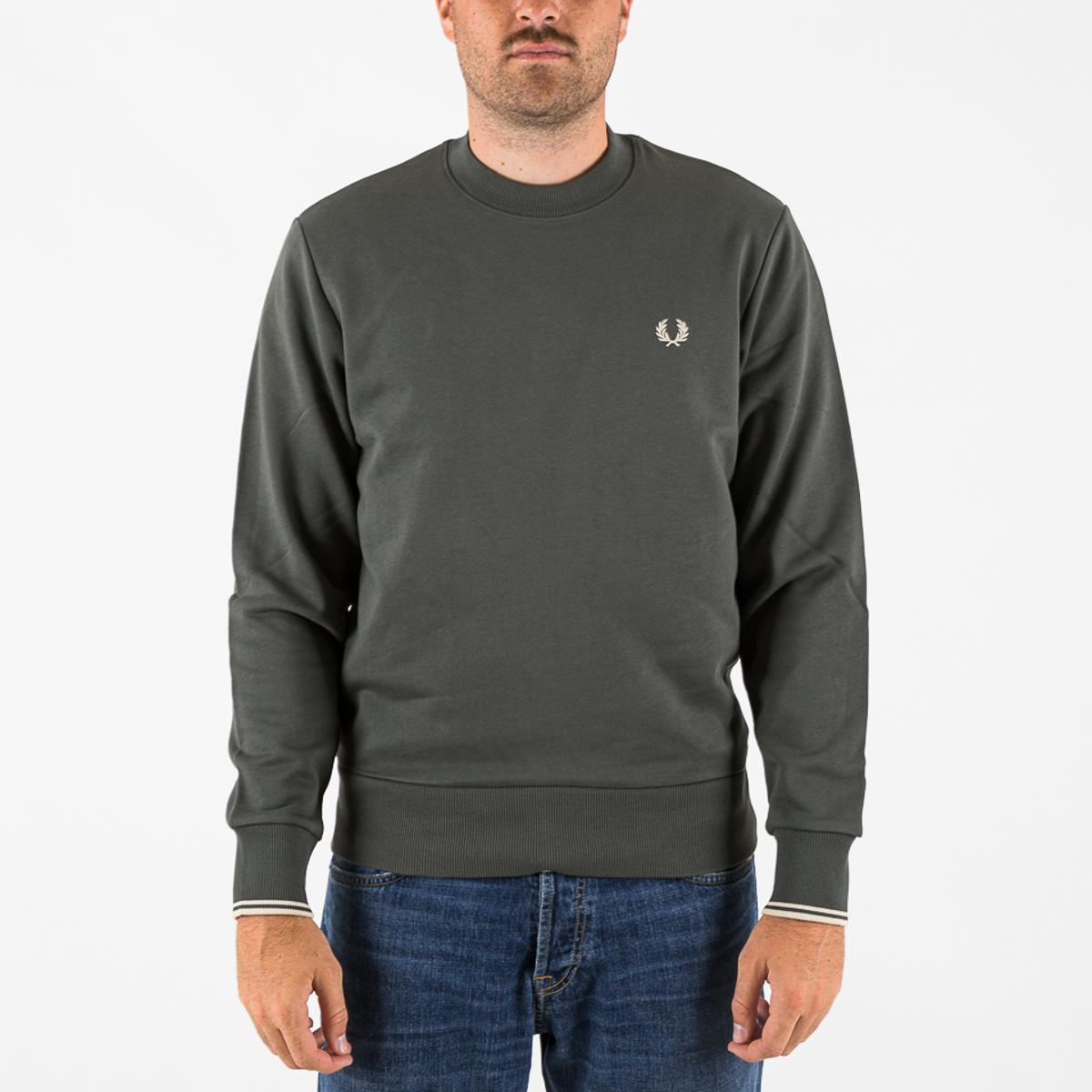 Fred Perry Men's Crew Neck Sweatshirt Field Green/Oatmeal-Multicolore