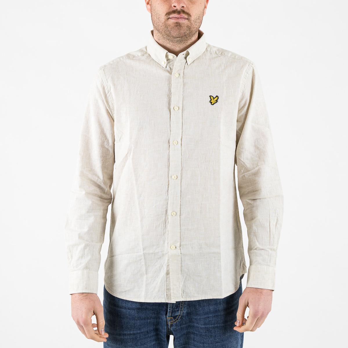 Camicie Lyle & Scott Linen Blend Oxford Shirt herb green-Herb Green