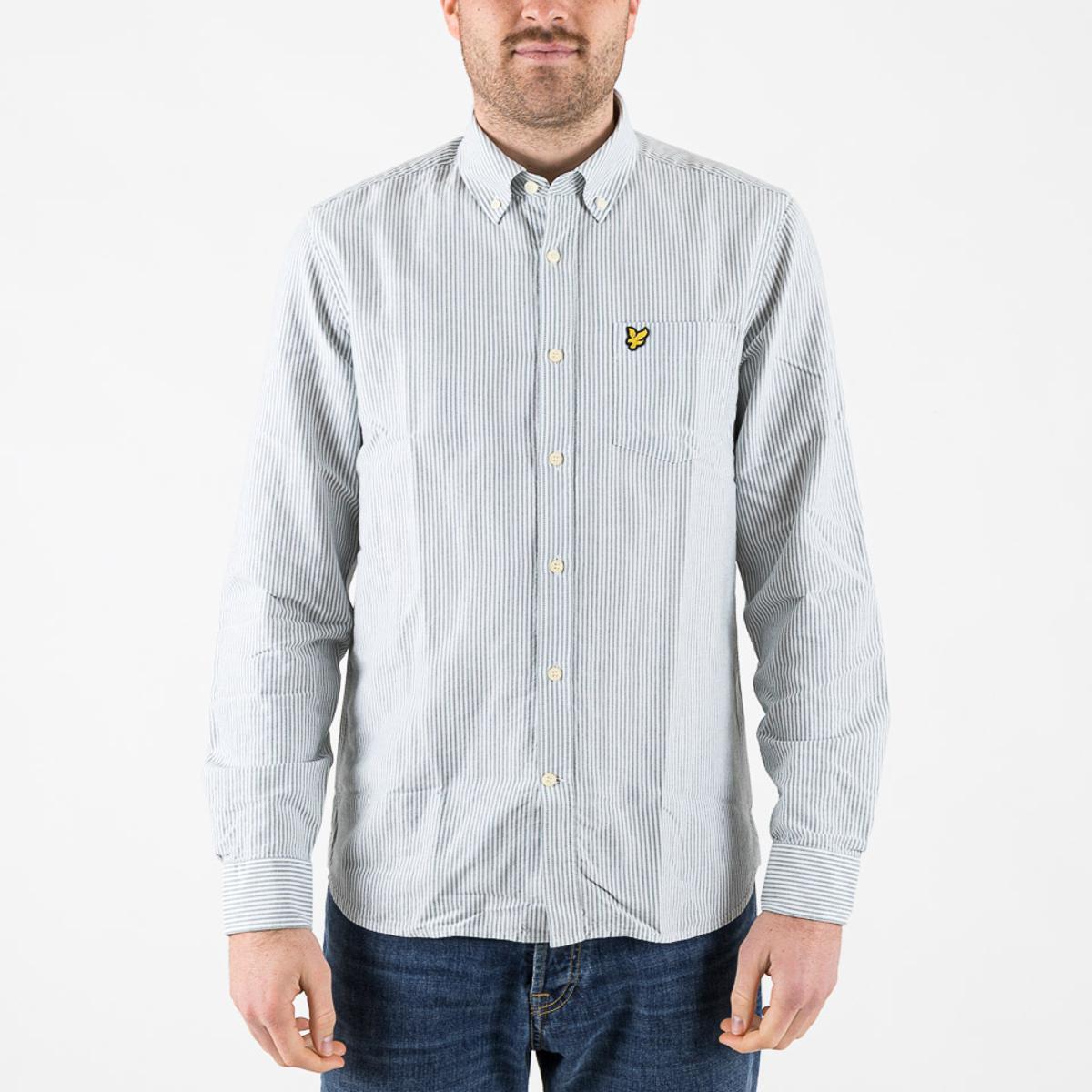 Camicie Lyle & Scott Stripe Oxford Shirt everglade & white