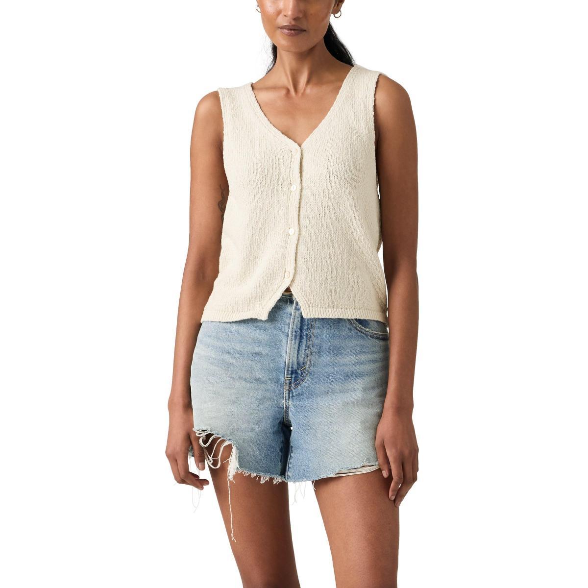 Levi's Helen Mini Boucle Vest Pullover Donna-Bianco