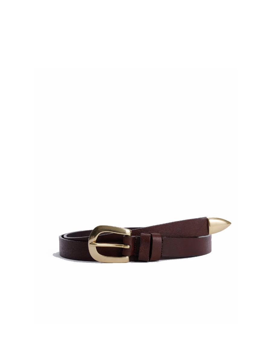 Cintura in pelle marrone con punta in ottone di S.F.R ApS