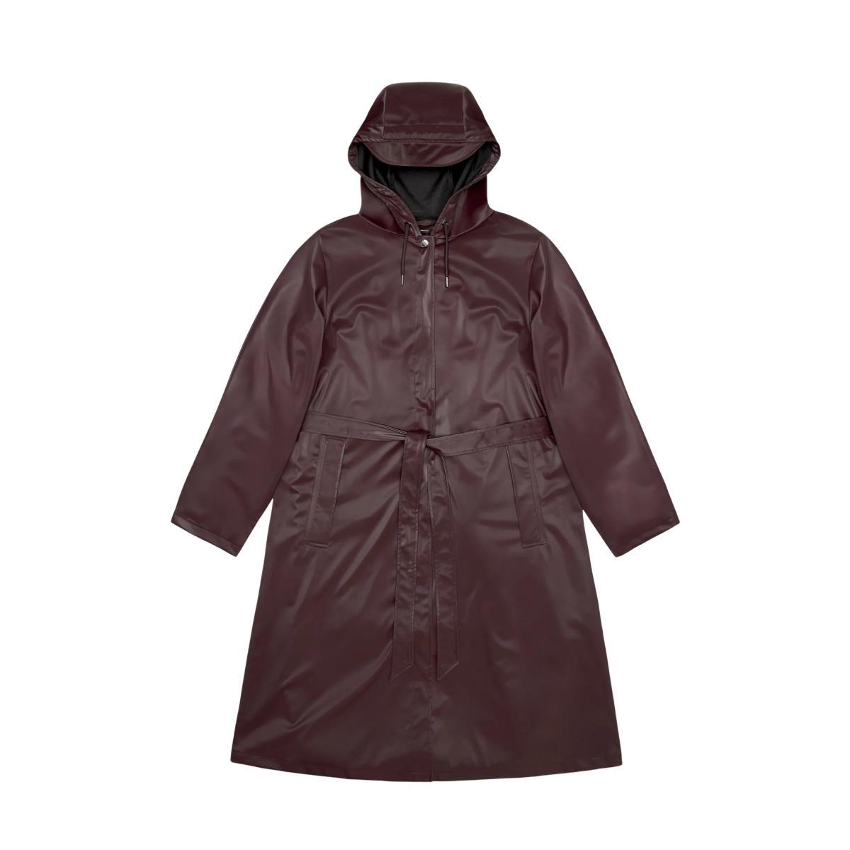 Impermeabile Donna trapezoidale con cinta Bordeaux