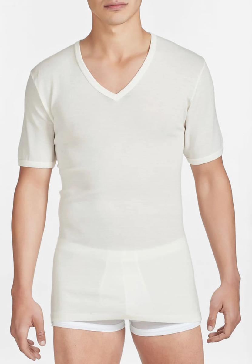 Ragno Offerta 3 Pezzi Magliette Scollo V 100% Lana Merinos 60038-Bianco