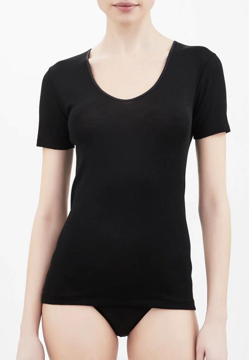 Ragno Offerta 3 Pezzi Magliette Mezza Manica Lana e Seta-Nero