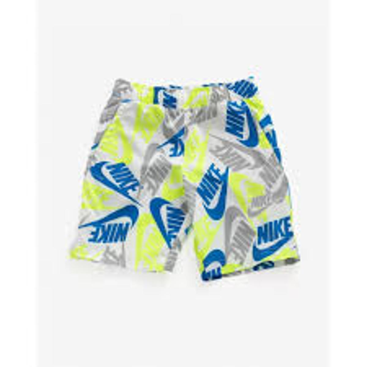 Nike Pantaloncini da ragazzo NSW con stampa in tessuto (Little Kids)-BIANCO/BLU/GIALLO