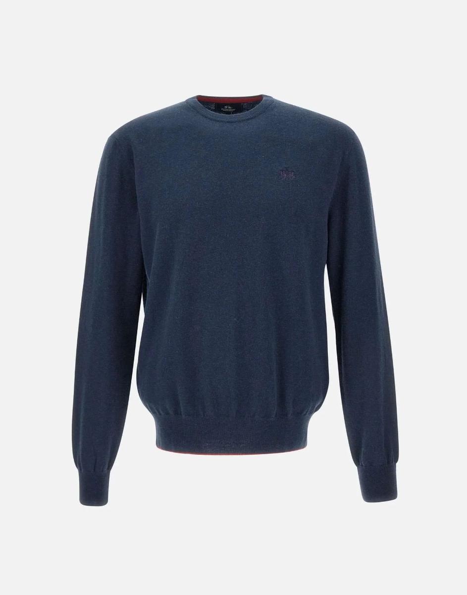La Martina Man Sweater Cotton Wool Blend Navy