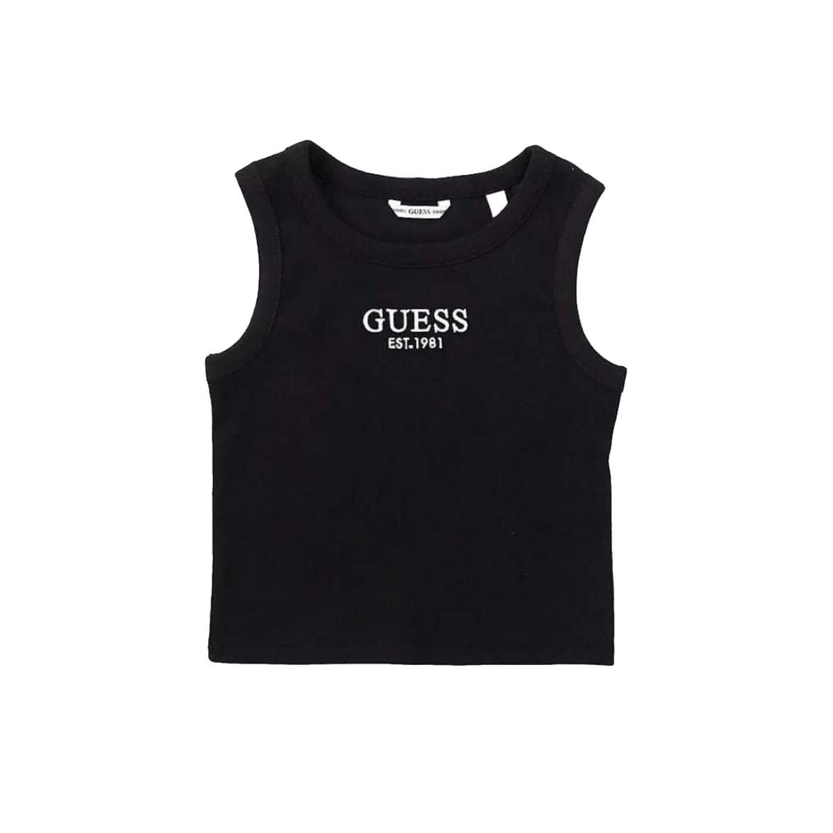 Guess Canotta Midi da Ragazza in Maglia a Coste Senza Maniche Eco