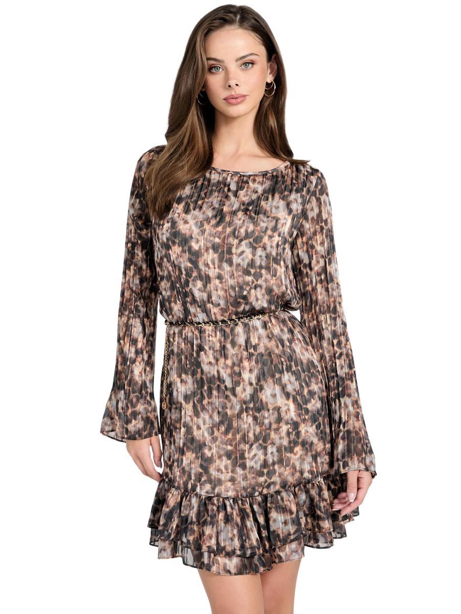 Guess Abito da donna Eco a maniche lunghe Ilenia plissettato