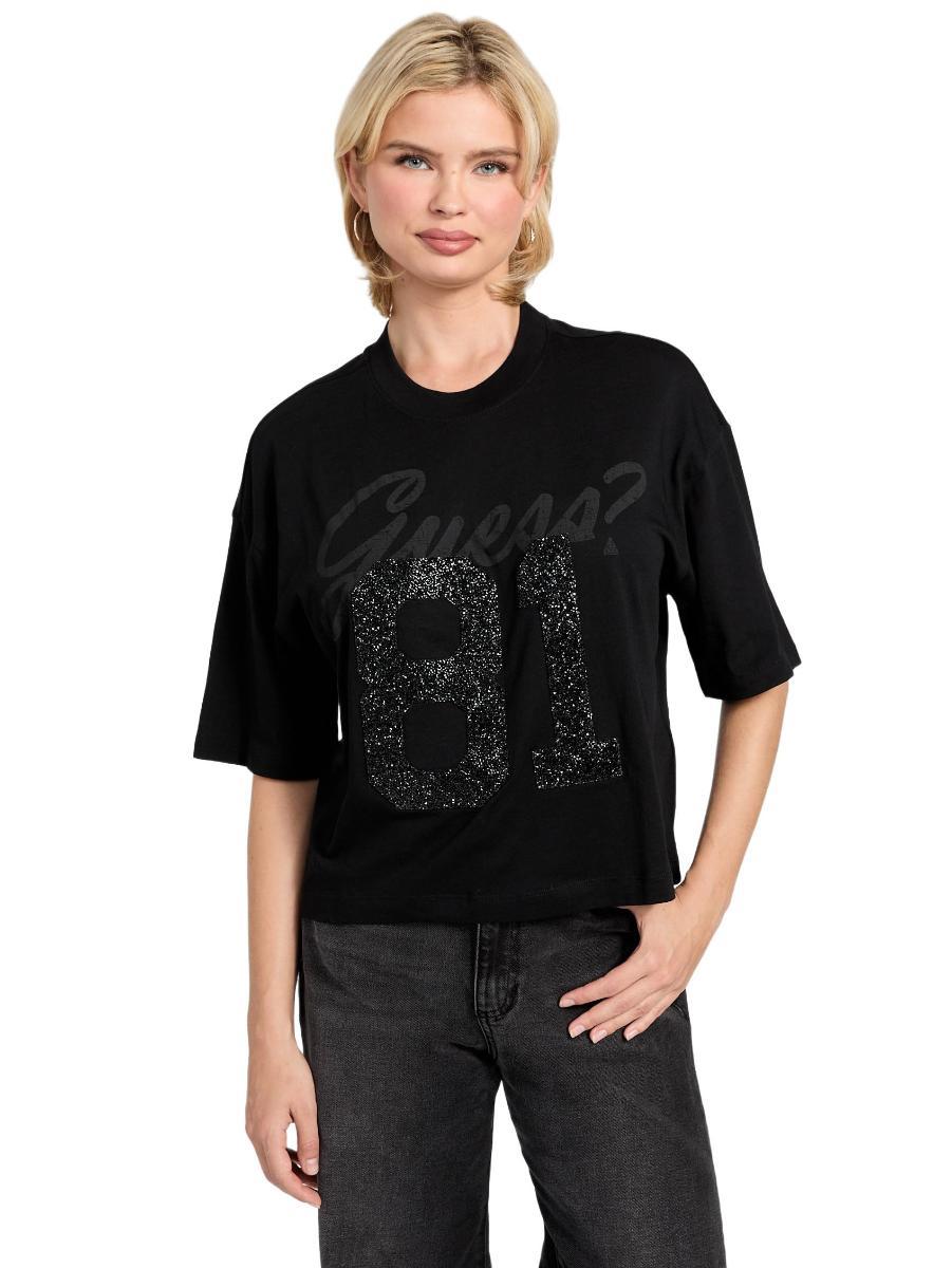 GUESS T-shirt da Donna Oversize in Cotone Biologico con logo