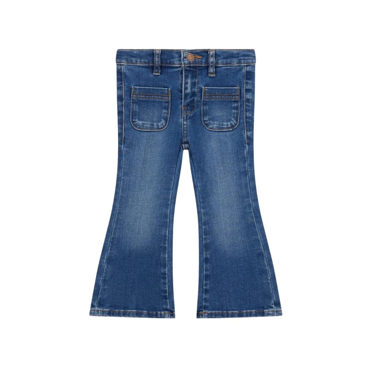 Jeans Bambina a zampa in denim-Multicolore