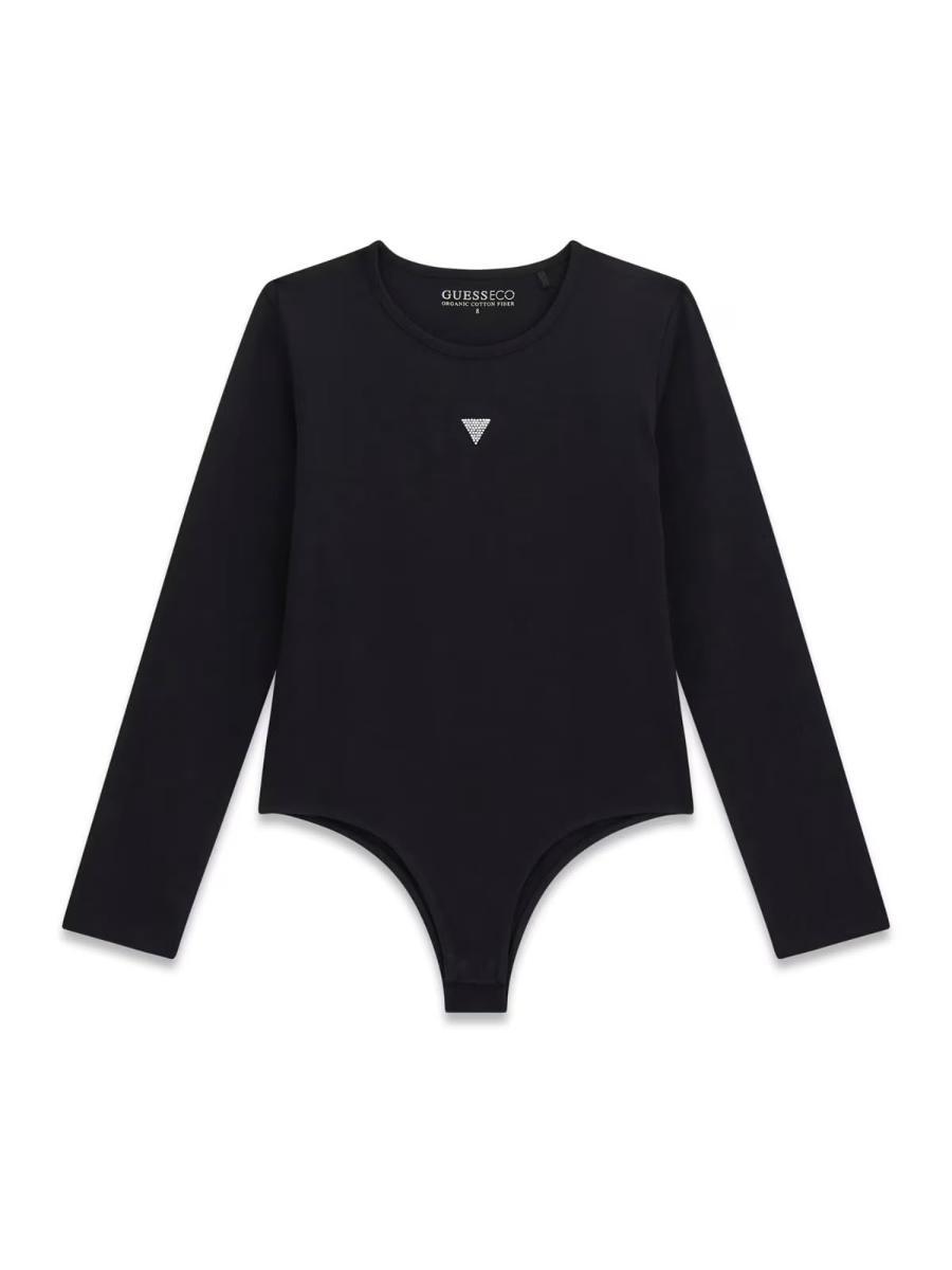 GUESS Maglietta a Maniche Lunghe per Bambine e Ragazze Nero