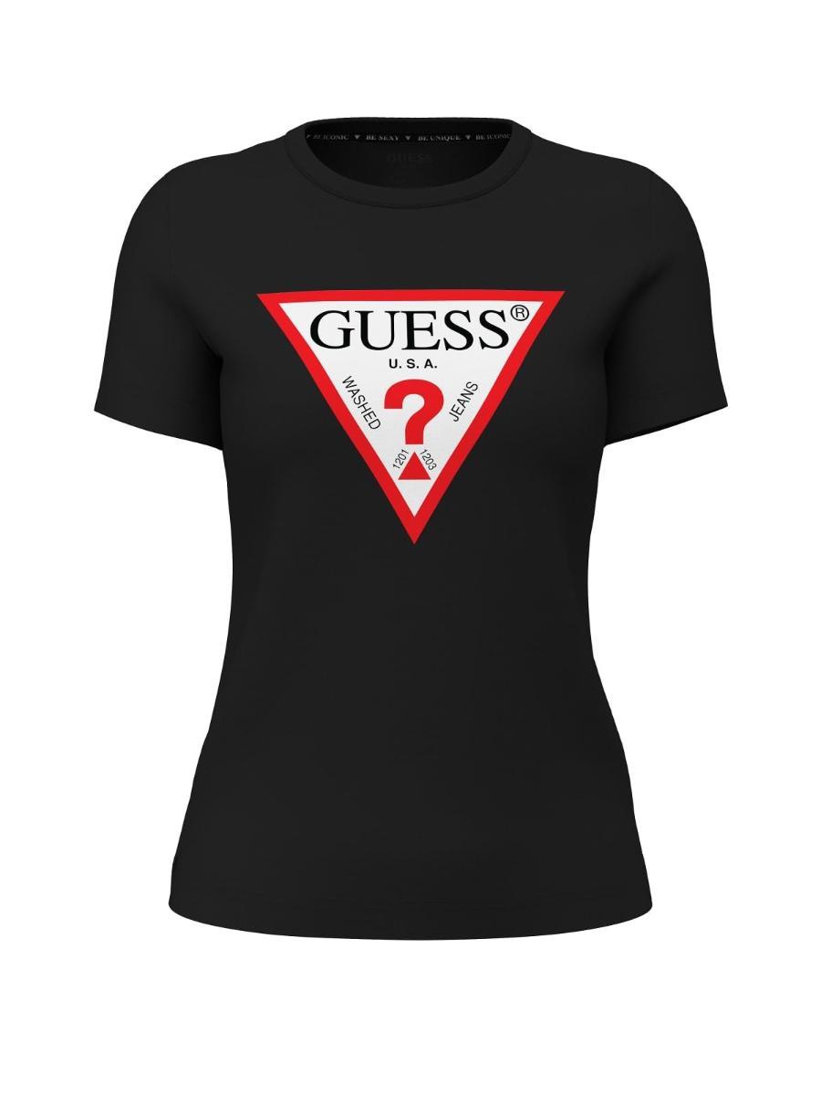 Guess Short Sleeve Crew Neck Logo Crop Tee Crop Donna