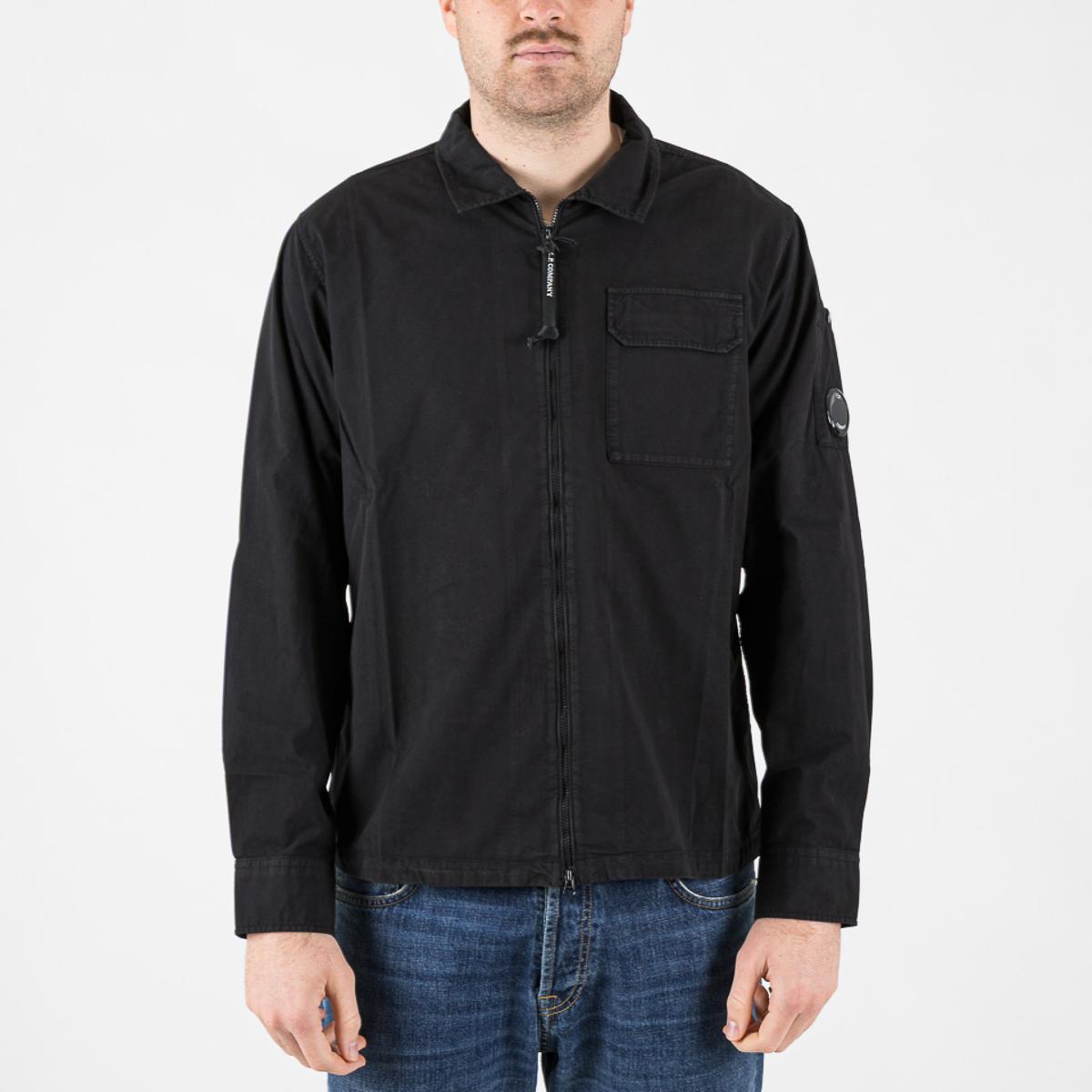 Giacche C.P. Company Organic Gabardine Zipped Lens Overshirt black-Nero