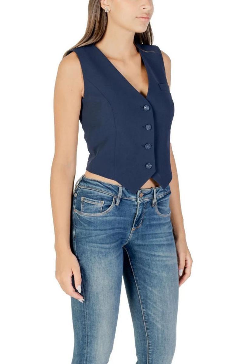Gilet Donna sartoriale crepon Blu-Blu