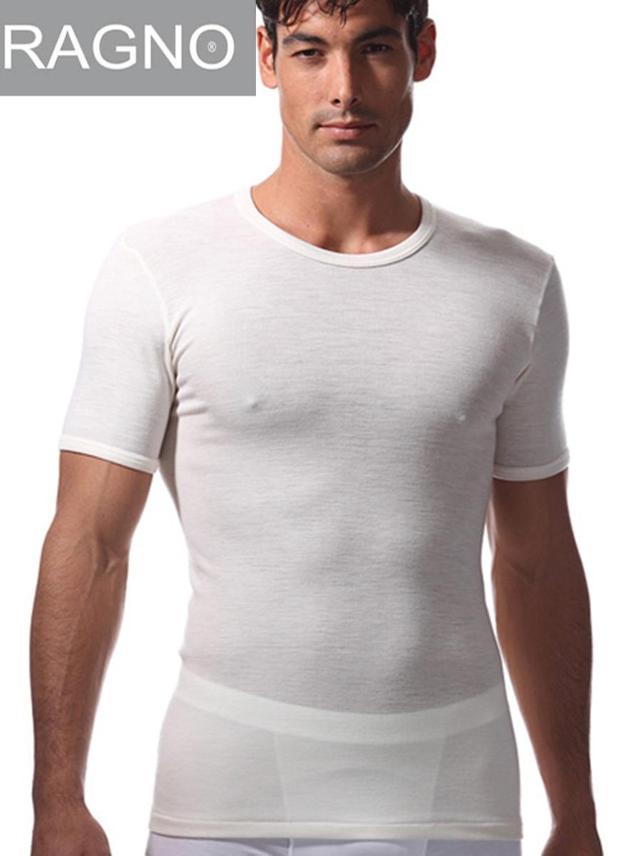 RAGNO 60037 Maglietta Mezza Manica 100% Lana Merinos-Bianco