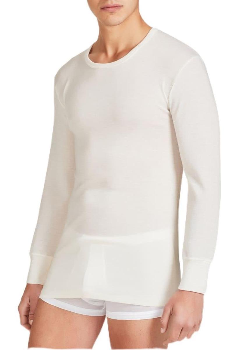 Ragno 60039 Maglietta Manica Lunga 100% Lana Merinos-Bianco