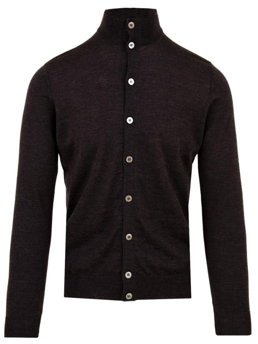 Cardigan grigio uomo con bottoni-Grigio
