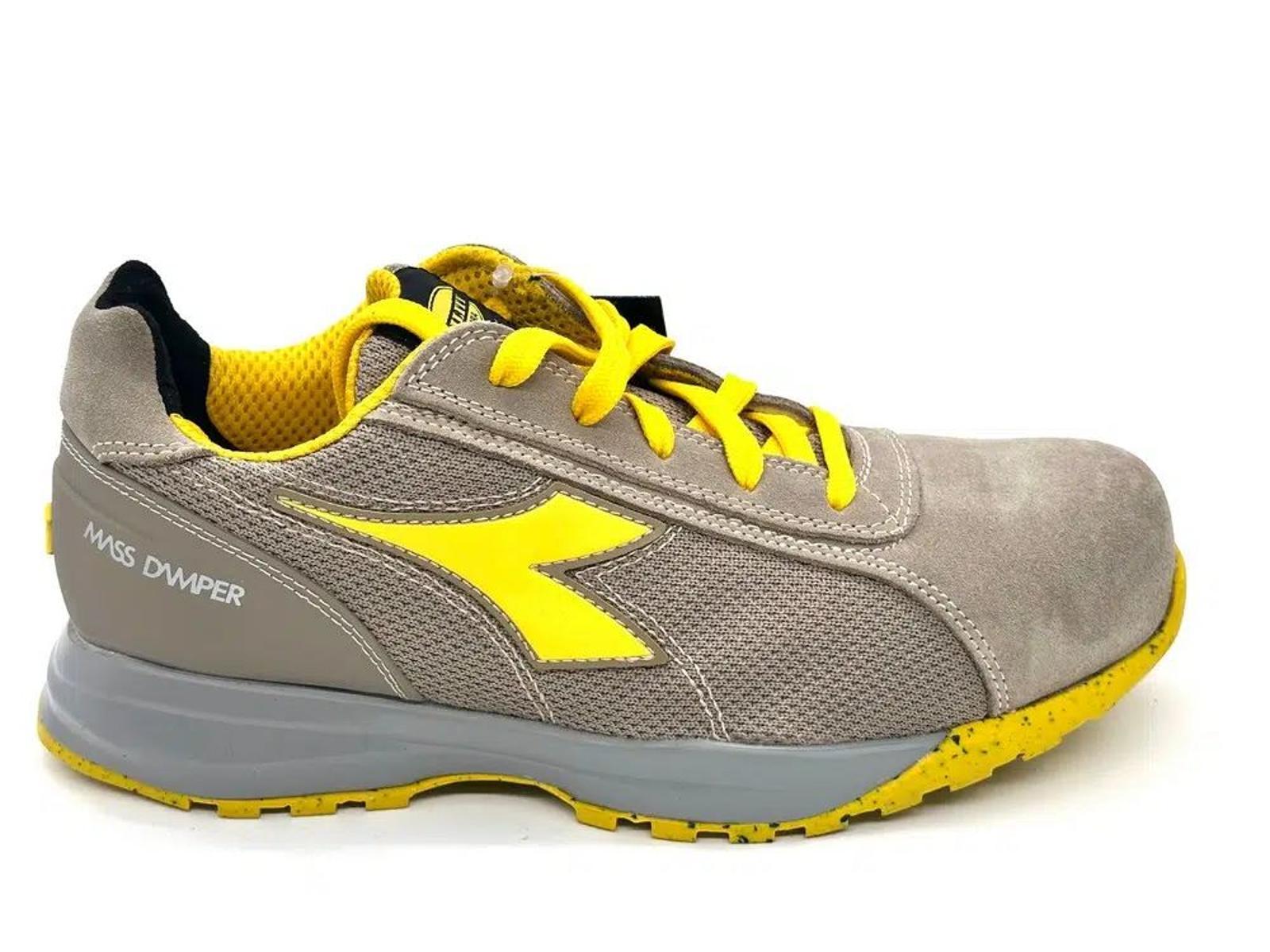 Diadora scarpe uomo Run Text Low pelle scamosciata e tessuto grigio giallo