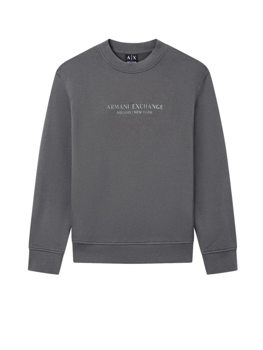 Armani Exchange Long Sleeve, Front Tone On Tone Logo Maglia di Tuta Uomo (Pacco da 1)-Sage