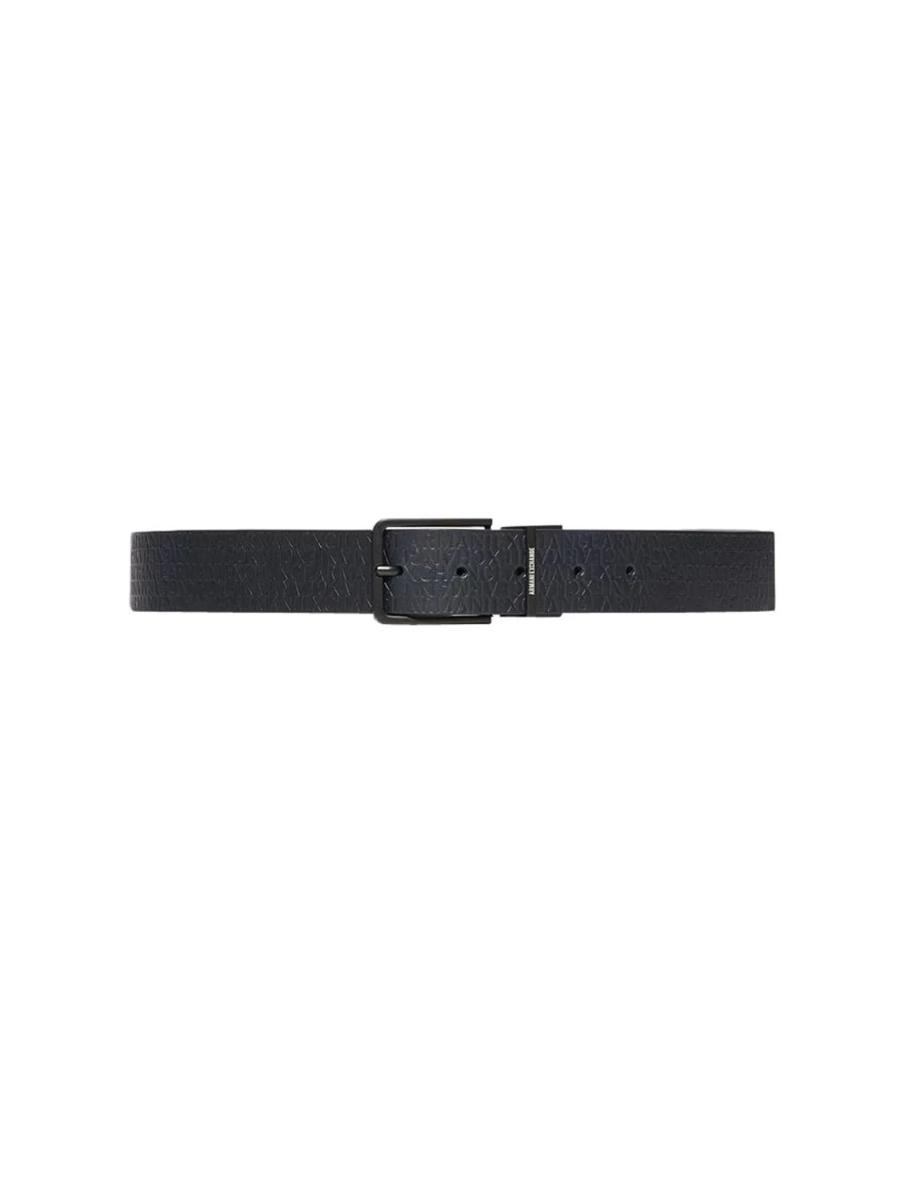 Armani Exchange Cintura Reversibile Con Logo Goffrato Cintura Uomo (Pacco da 1)-Navy
