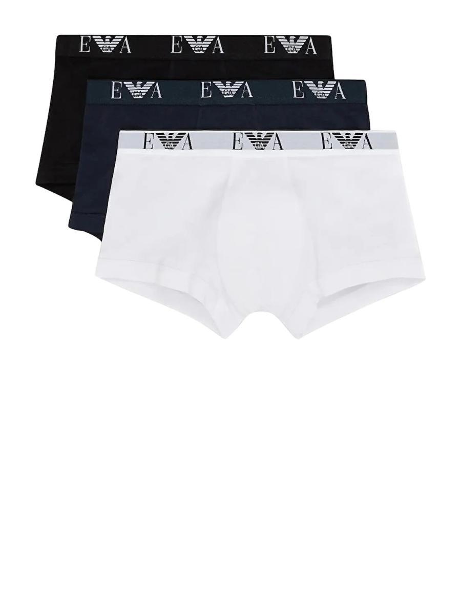 Emporio Armani 3-Pack Trunk Bermuda Uomo (Pacco da 3)-Bianco / Blu / Nero
