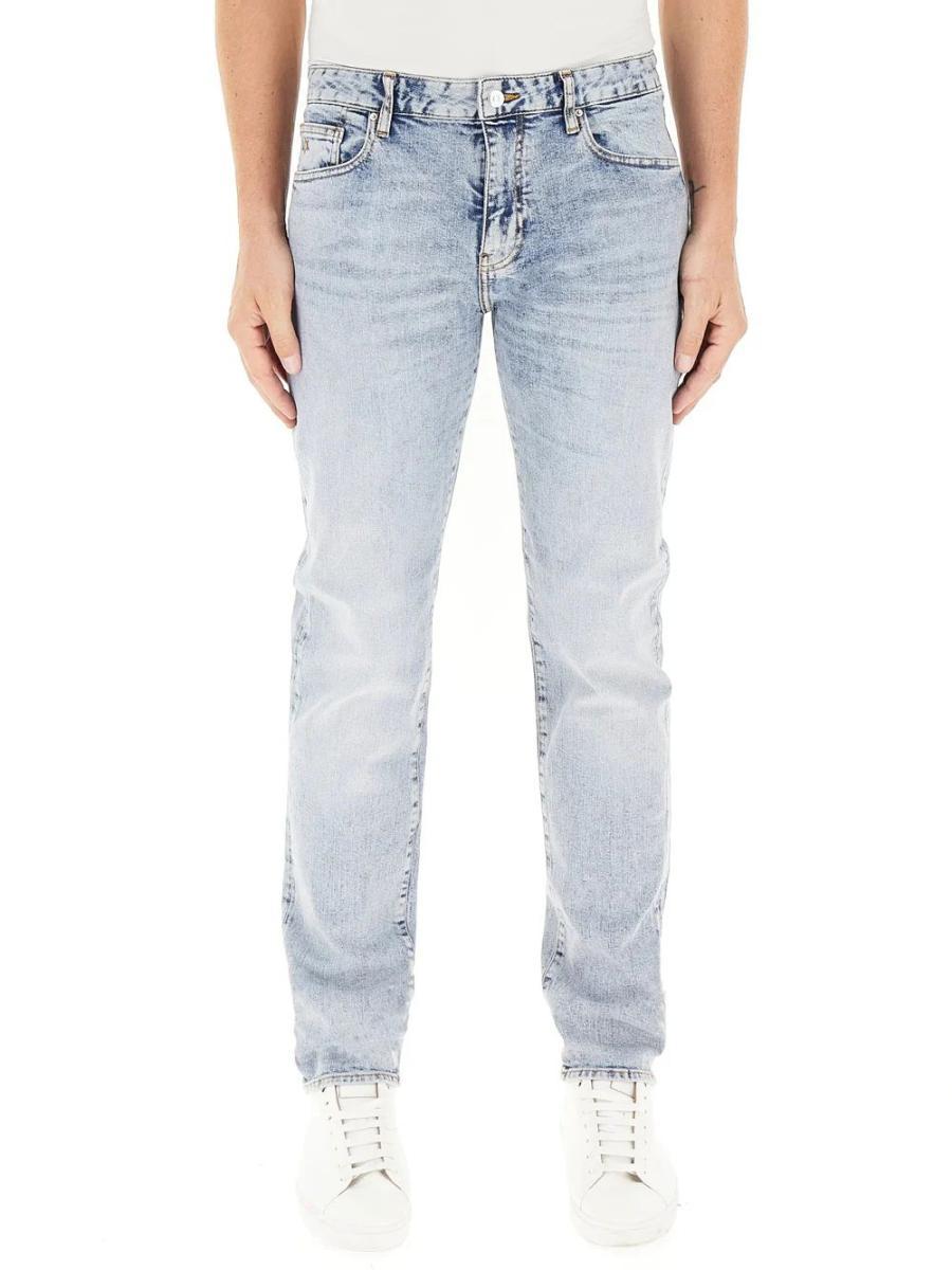 Armani Exchange The Boat, Label, Patch Logo Lettering Jeans Uomo-Denim Chiaro