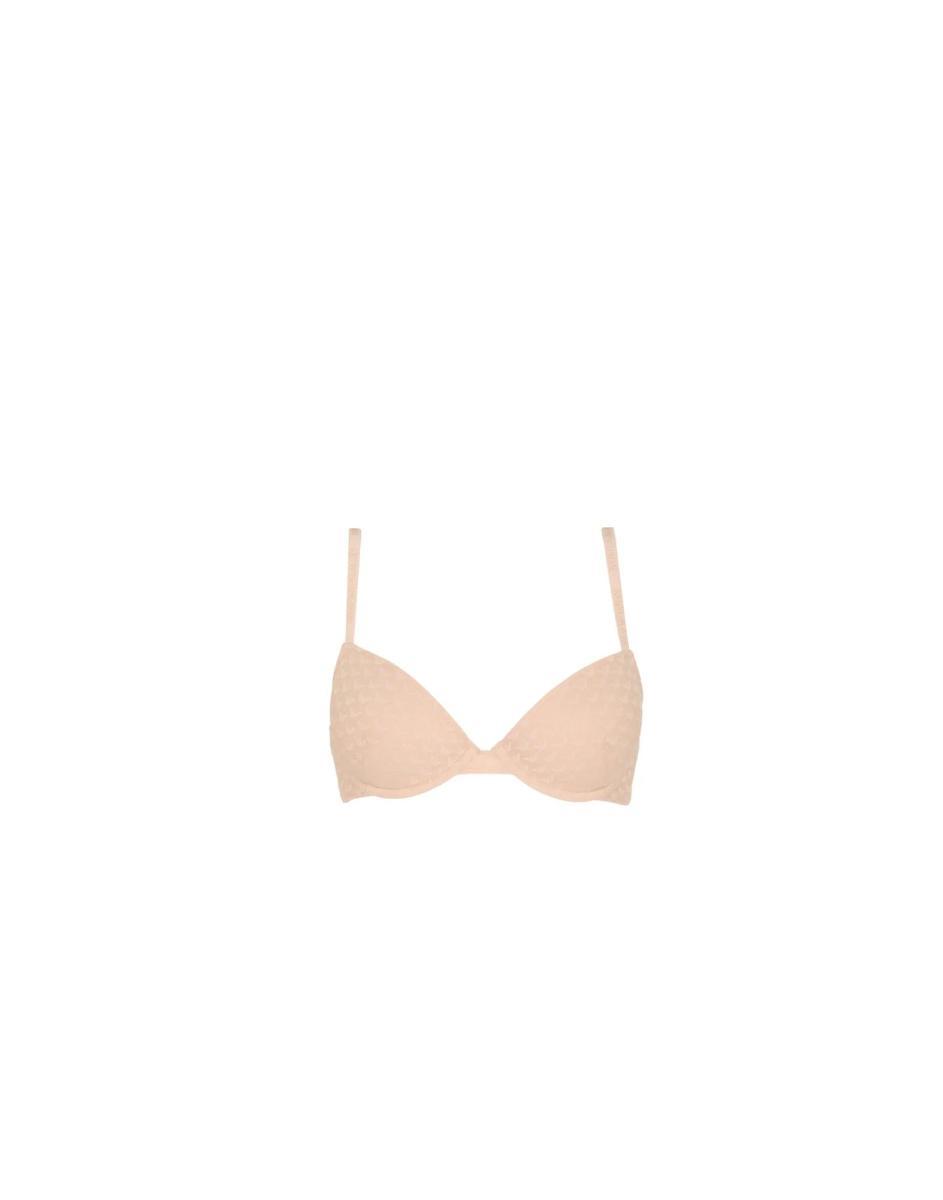 Emporio Armani Allover Eagle Mesh Push Up Bra Reggiseno Push up Donna (Pacco da 1)-Beige