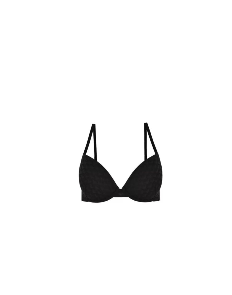Emporio Armani Allover Eagle Mesh Push Up Bra Reggiseno Push up Donna (Pacco da 1)-Nero