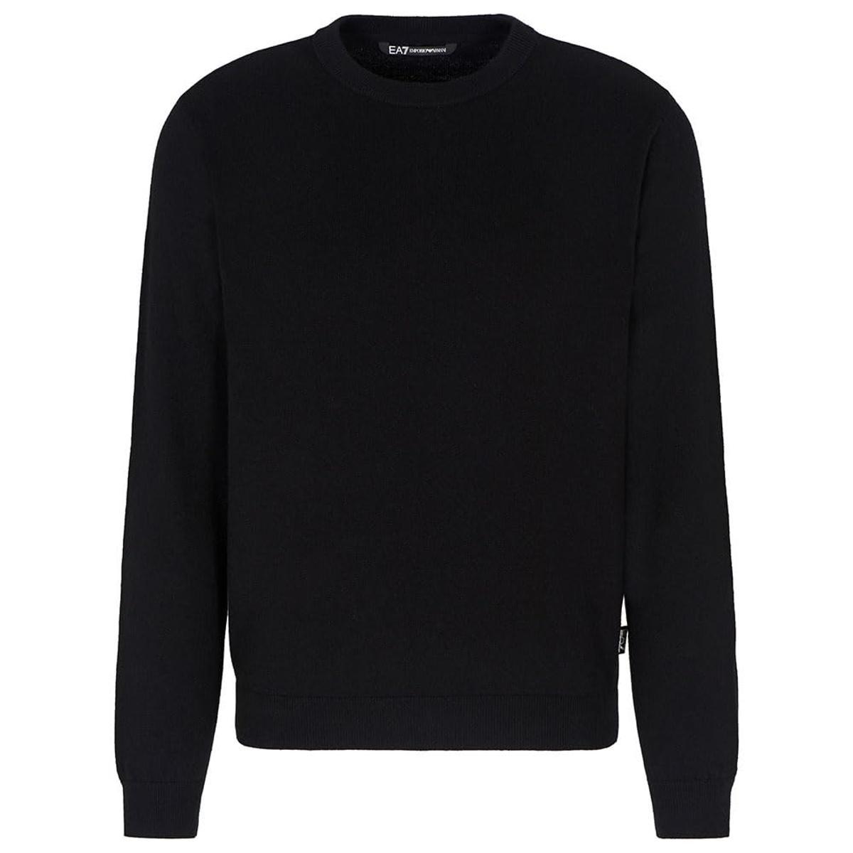 EA7 Emporio Armani Maglioncino Girocollo da Uomo in Misto Lana, 7M000541-Nero