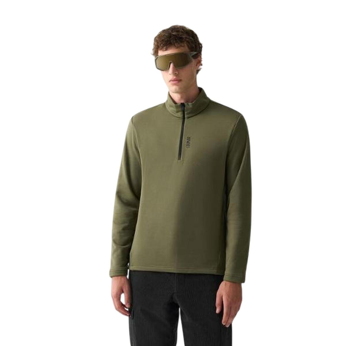 Maglia Termica Uomo con zip 1/4 Verde-Verde