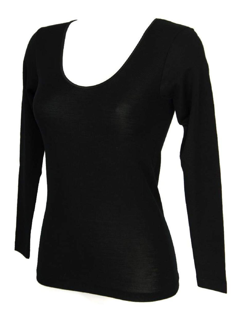 Ragno Offerta 3 Pezzi Magliette Manica Lunga Lana e Seta 74029-Nero
