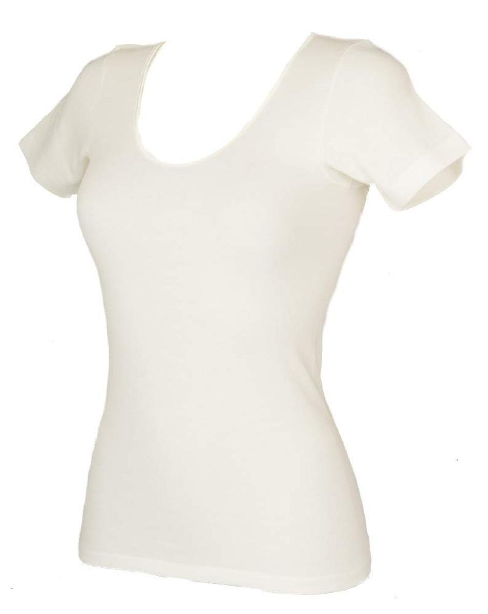 RAGNO Camiciola Donna Manica Corta sintonia Lana e Cotone Articolo 072457-Bianco