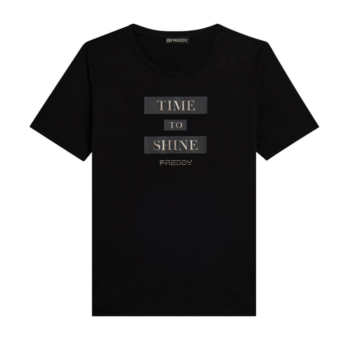 FREDDY - T-Shirt da Donna con Grafica E Slogan Motivazionale, 60% Cotone 40% Poliestere