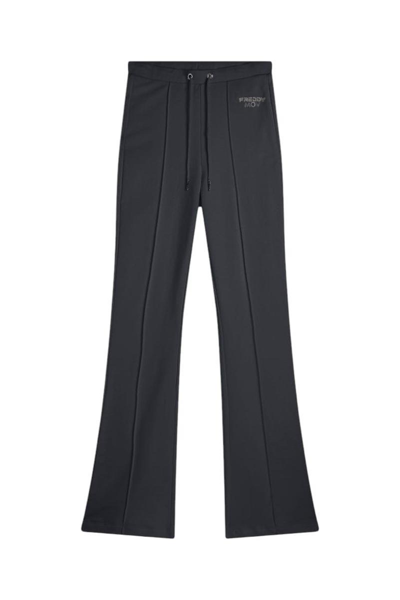 FREDDY pantaloni donna slim fit in French Terry con fondo flare vita con coulisse e stile essenziale
