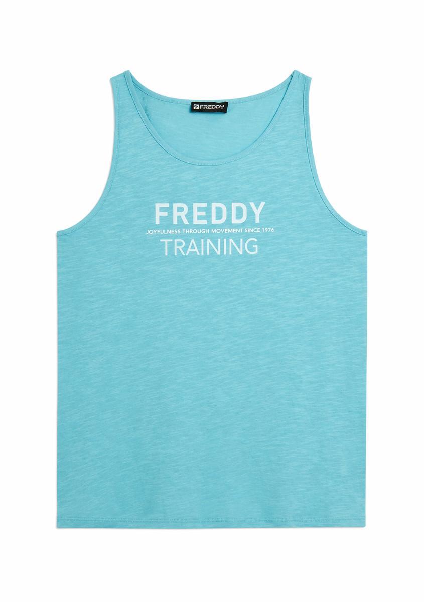 FREDDY - Canotta Training” in Jersey Fiammato, 100% Cotone-Celeste