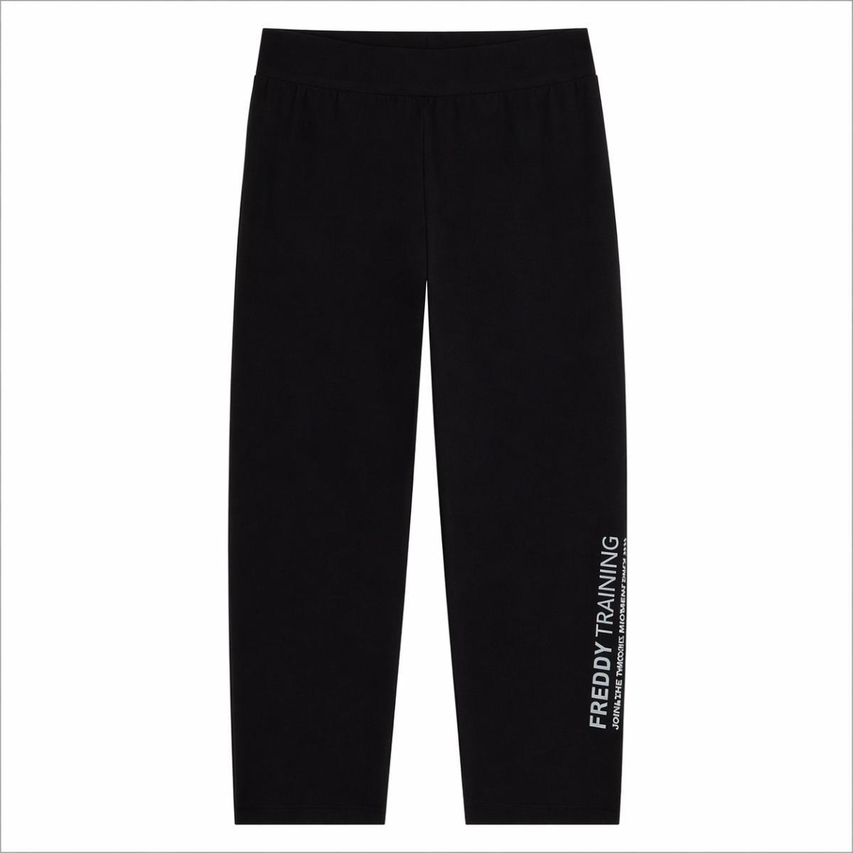 FREDDY - Leggings Corsaro con Logo Glitter, 92% Cotone 8% Elastan-Nero
