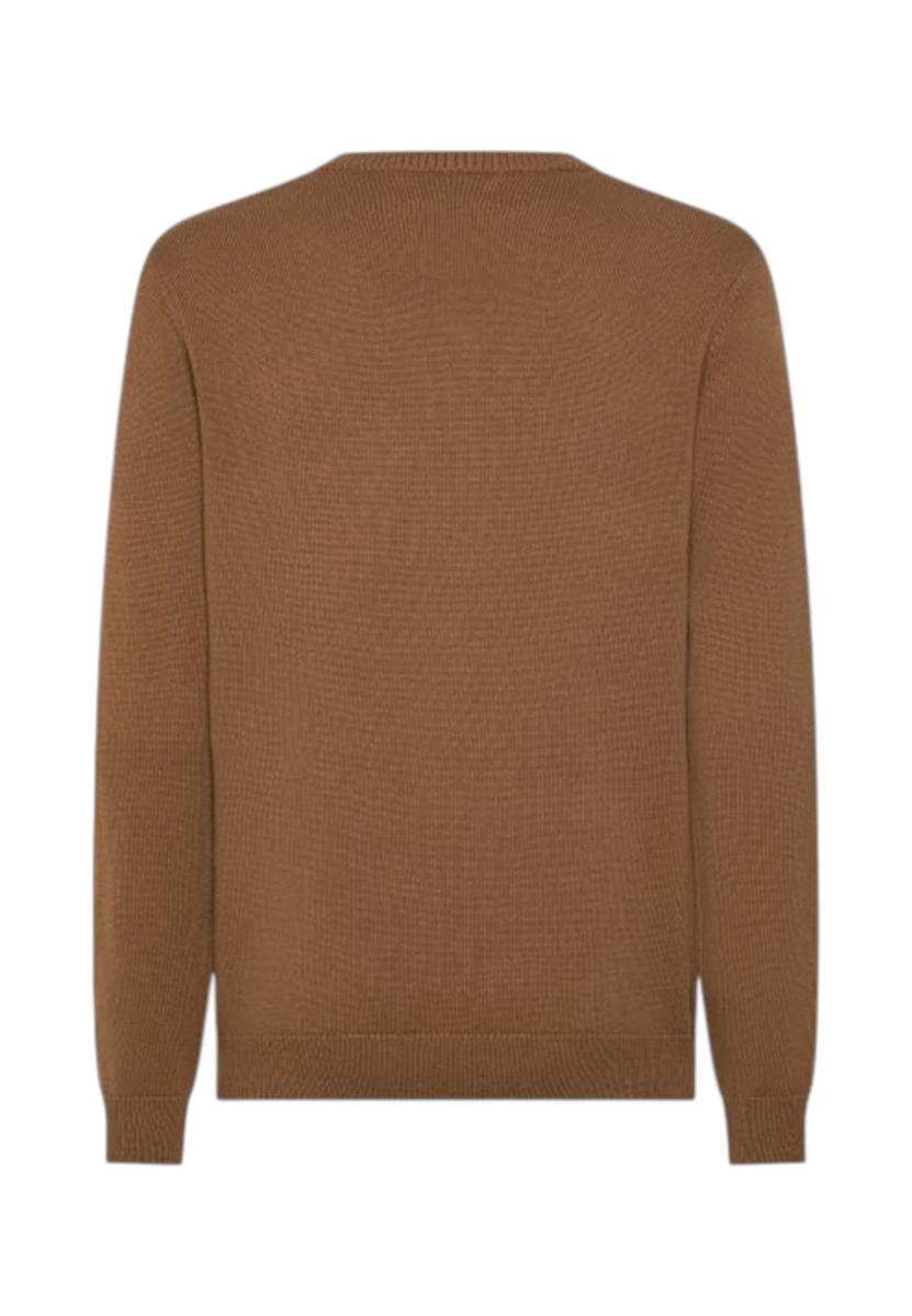 SUN68 Maglia Girocollo in Misto Lana Merino e Cashmere | 5BSUAK45160 8081 Blu Chiaro-Marrone