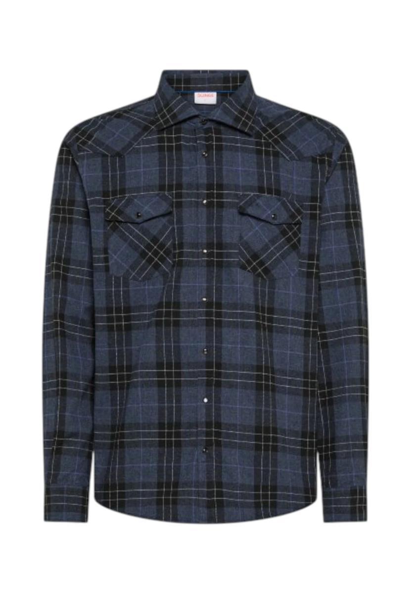 SUN68 Camicia in Cotone Check Navy Blue S45109 07 M