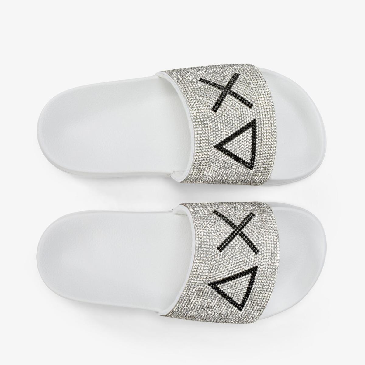 SUN68 Girl's Slipper Strass Logo Teen X36411T.0124-Bianco